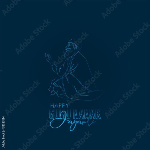 Abstract vector illustration happy guru nanak jayanti.