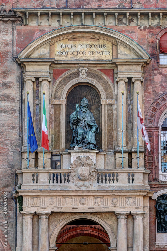 Bologna, Italy, statue of Pope Gregory XIII, piazza maggiore (mail square)