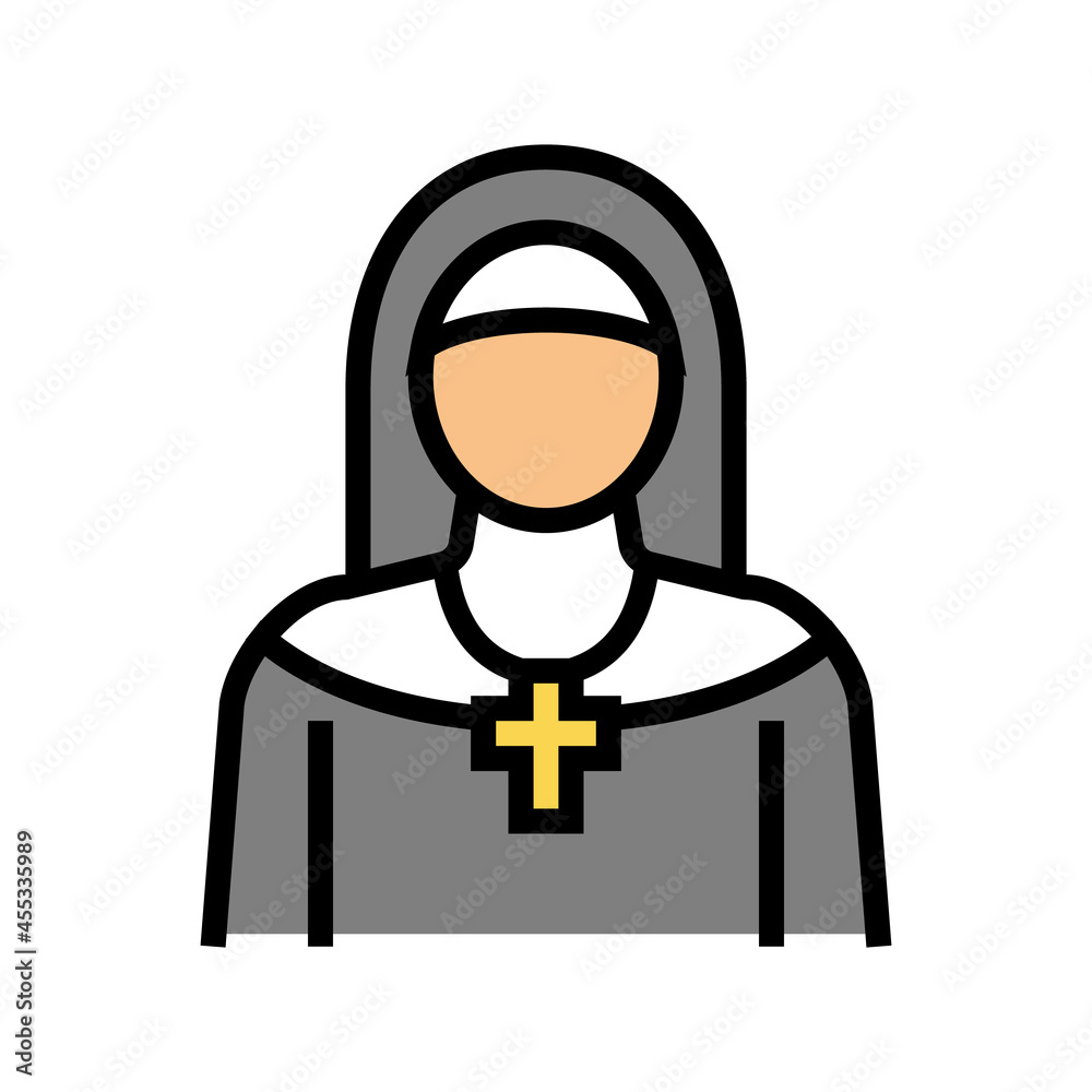 nun christianity color icon vector. nun christianity sign. isolated symbol illustration