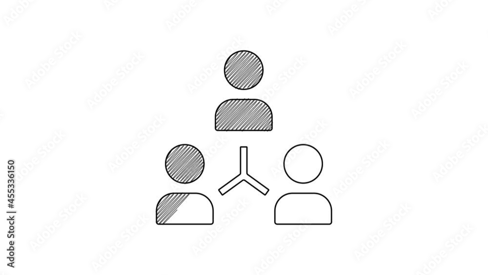 Black line Project team base icon isolated on white background. Business analysis and planning, consulting, team work, project management. 4K Video motion graphic animation