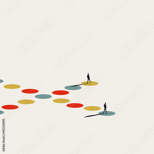 Different direction, opinion abstract vector concept. Symbol of variety, chalenge, opportunity. Minimal illustration.