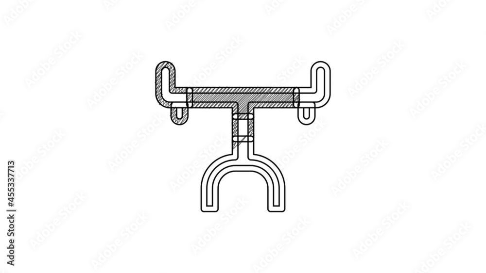 Black line Bicycle handlebar icon isolated on white background. 4K Video motion graphic animation Black line Bicycle handlebar icon isolated on white background. 4K Video motion graphic animation