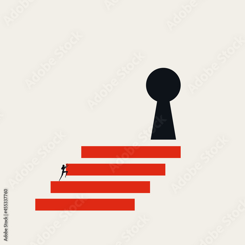 Find a business solution abstract vector concept. Symbol of success, hard work, achievement. Minimal illustration.