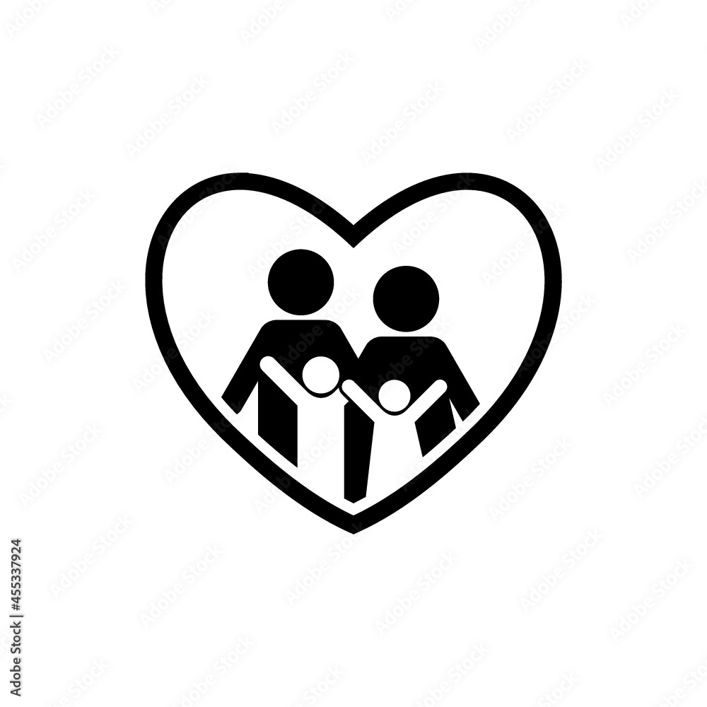 Love care family icon for web design isolated on white background Love care family icon for web design isolated on white background