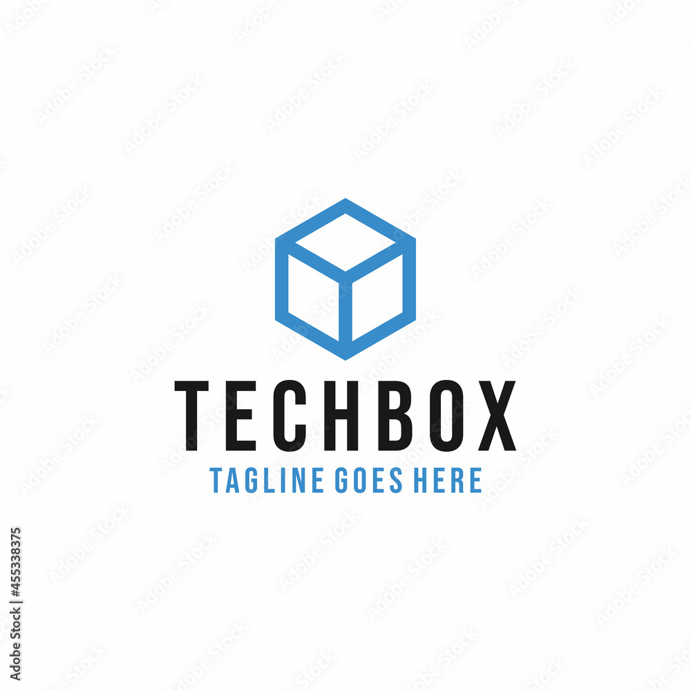 Tech Box Logo vector design. modern technology symbol icon graphic. digital app emblem for Company and business