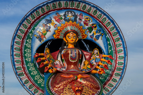 Beautiful goddess durga idol with non traditional look.