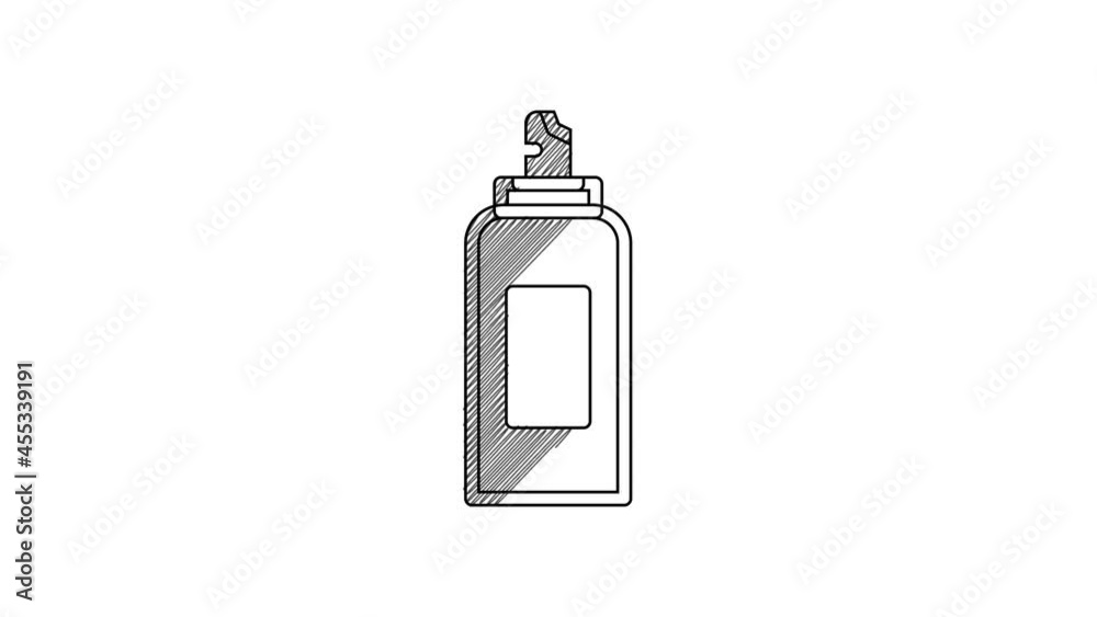 Black line Paint spray can icon isolated on white background. 4K Video motion graphic animation Black line Paint spray can icon isolated on white background. 4K Video motion graphic animation