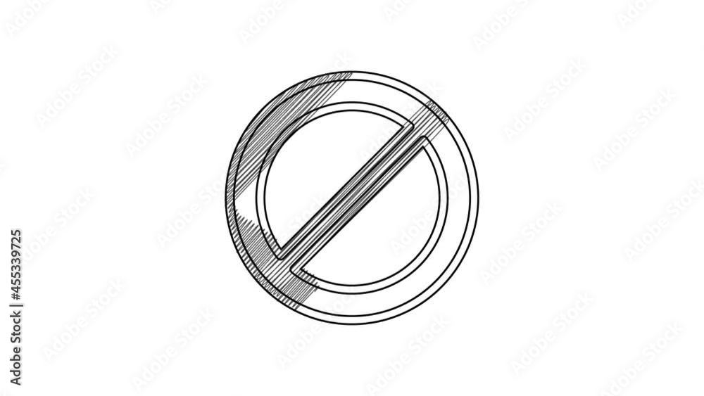 Black line Ban icon isolated on white background. Stop symbol. 4K Video motion graphic animation Black line Ban icon isolated on white background. Stop symbol. 4K Video motion graphic animation