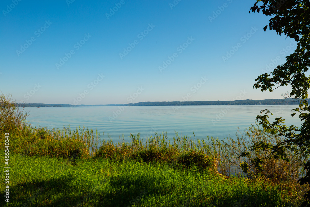 Starnbergersee in Bavaria, marina and blue sky