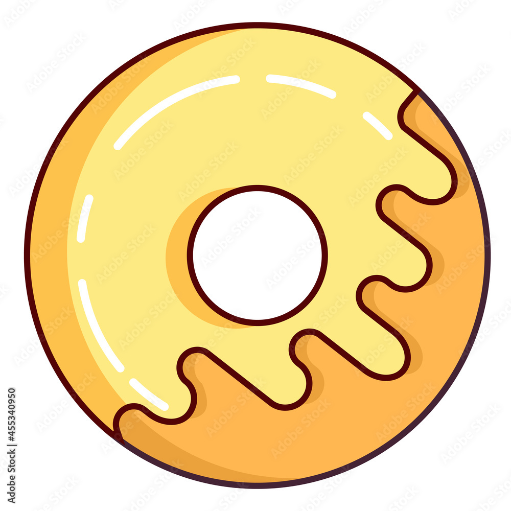Sweet pastries pistachio donut covered with vanilla glaze.Vector flat illustration.Isolated on white background. Sweet pastries pistachio donut covered with vanilla glaze.Vector flat illustration.Isolated on white background.