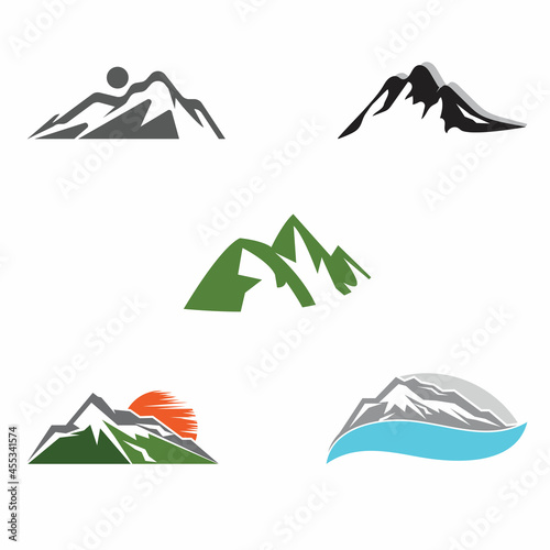 Simple Modern Mountain Landscape Logo Design Vector  Rocky Ice Top Mount Peak Silhouette