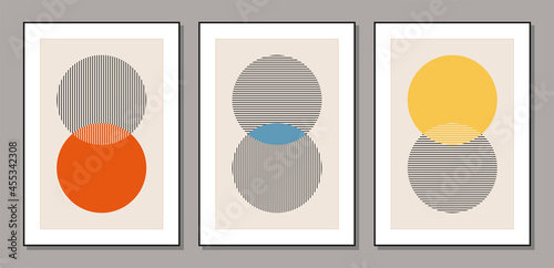 Set of minimal 20s geometric design posters, vector template © C Design Studio