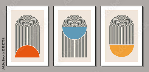 Set of minimal 20s geometric design posters, vector template