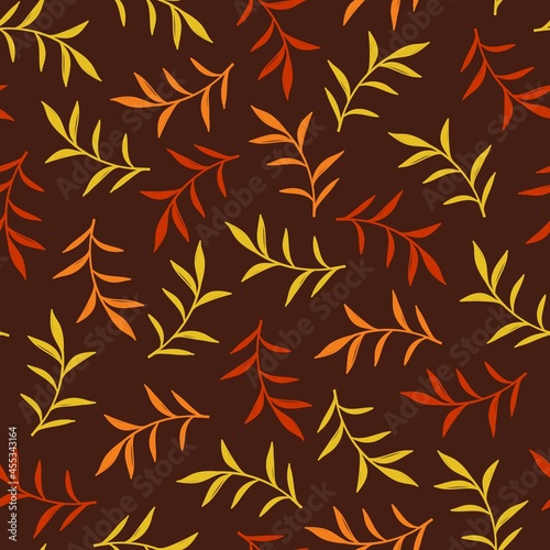 Brown seamless vector background with autumn branches
