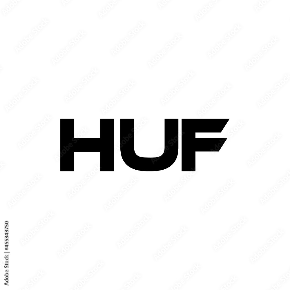 HUF letter logo design with white background in illustrator, vector logo modern alphabet font overlap style. calligraphy designs for logo, Poster, Invitation, etc.