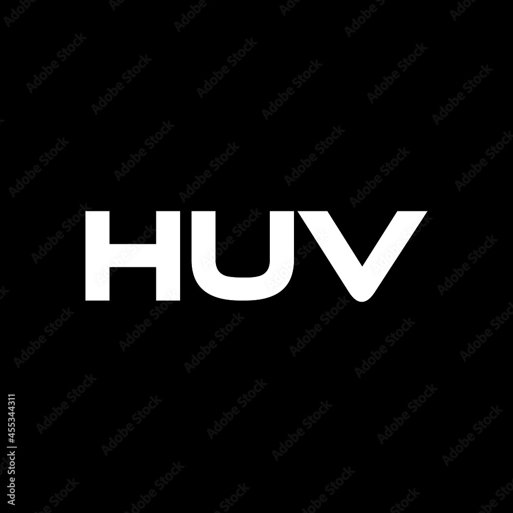 HUV letter logo design with black background in illustrator, vector logo modern alphabet font overlap style. calligraphy designs for logo, Poster, Invitation, etc.