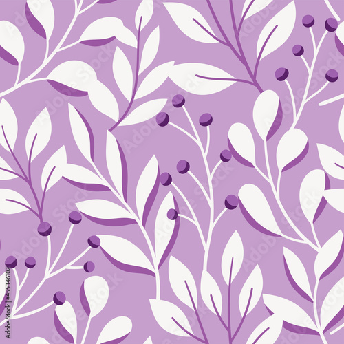 Vector hand drawn leaves seamless pattern. Abstract trendy floral background. Repeatable texture.