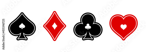 Casino and Poker Suit deck of playing cards on white background.