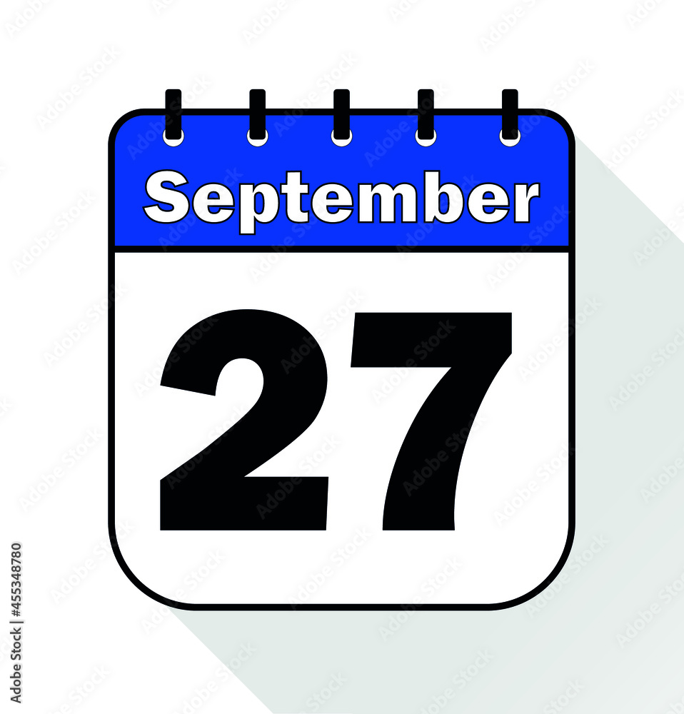 September day 27 blue - Calendar Icon - Vector Illustration. September day 27 blue - Calendar Icon - Vector Illustration.