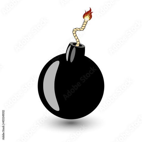 Cartoon bomb with fire pop art style vector illustration. with fire detonator in old pop art style isolated on white background
