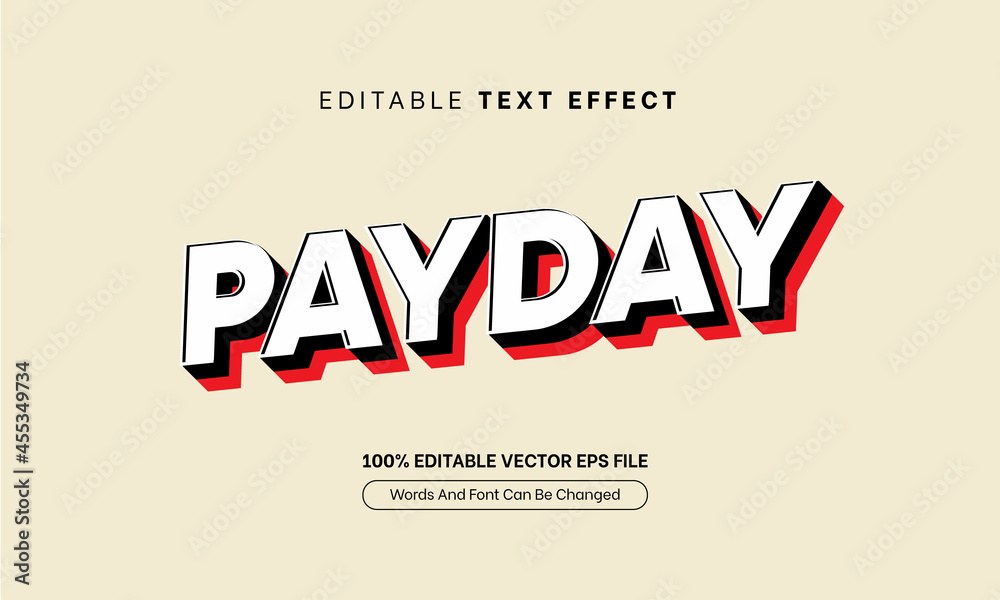Payday Retro Red Simple Editable Text Effect, Editable Font Style Theme
