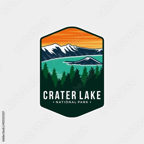 Obraz na plátne Crater Lake National Park emblem patch logo illustration