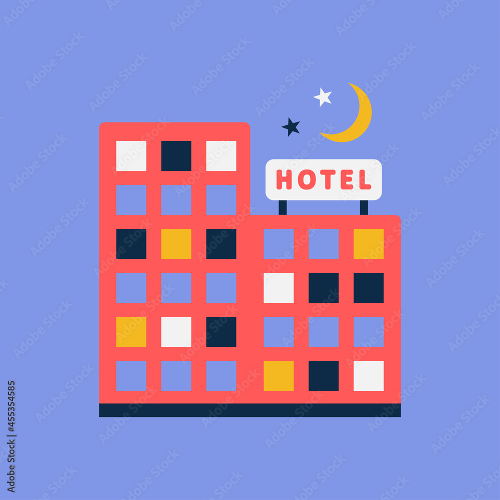 Hotel flat icon. Vector illustration.