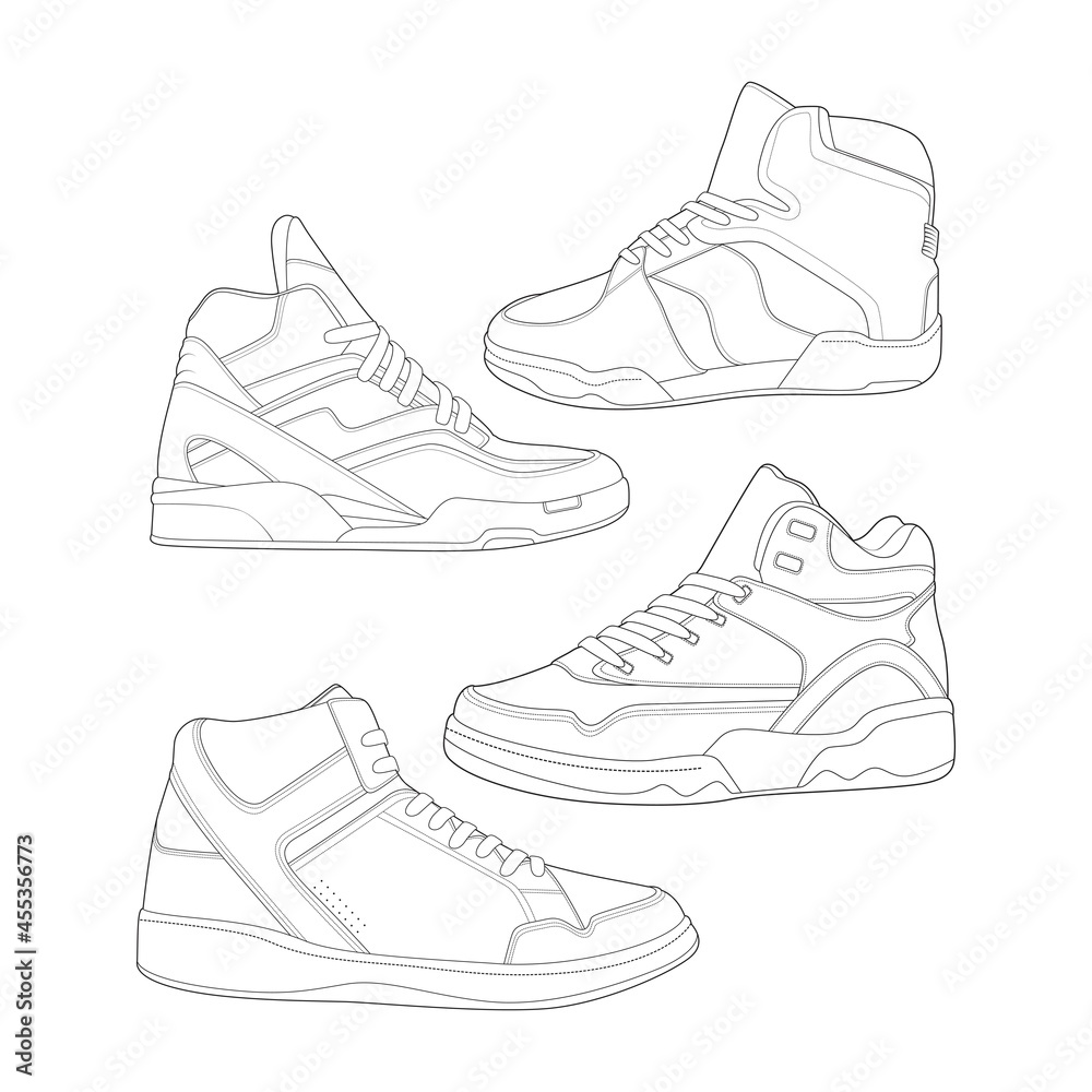 Printable Walking Shoes Coloring Page Outline Sketch Drawing Vector, Wing  Drawing, Shoe Drawing, Ring Drawing PNG and Vector with Transparent  Background for Free Download