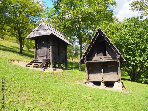 Trsic, Loznica, Serbia 05 September 2021. House of Vuk Karadzic, a reformer of the Serbian alphabet. Traditional rural buildings, dwelling house, sheds, barn, bathhouse. Architectural ethno objects photo