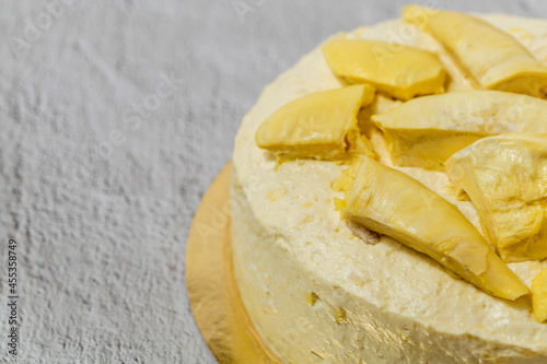 Durian cake on grey backgro...