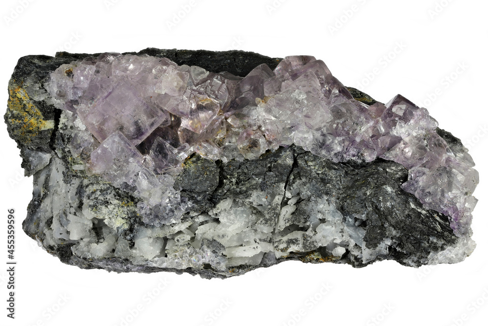Fototapeta premium fluorite from La Viesca Mine, Siero, Spain isolated on white background