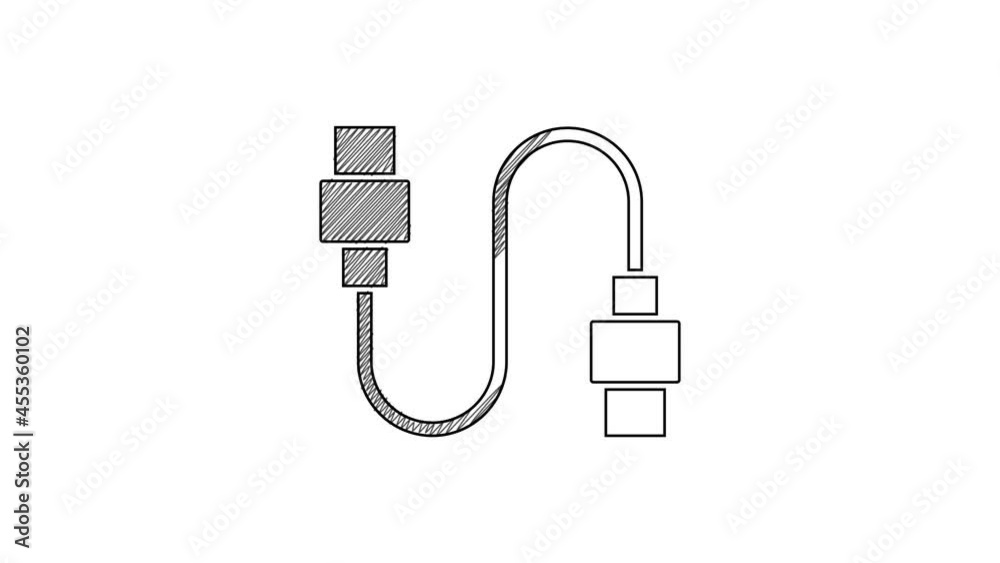 Black line USB cable cord icon isolated on white background. Connectors and sockets for PC and mobile devices. 4K Video motion graphic animation Black line USB cable cord icon isolated on white background. Connectors and sockets for PC and mobile devices. 4K Video motion graphic animation
