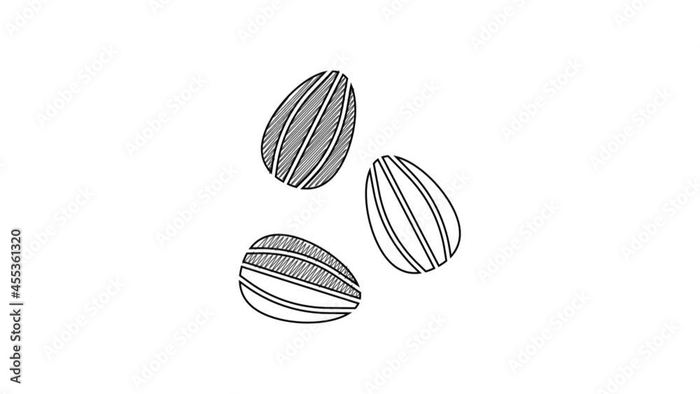 Black line Seeds of a specific plant icon isolated on white background. 4K Video motion graphic animation Black line Seeds of a specific plant icon isolated on white background. 4K Video motion graphic animation