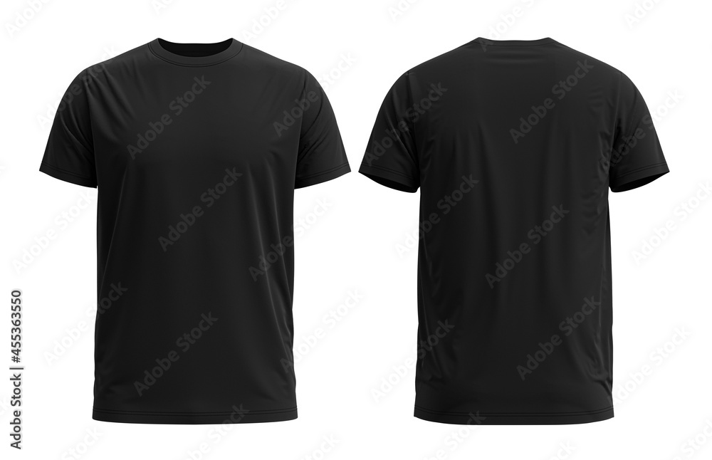 3D HQ Rendered T-shirt. With detailed and Texture. Color [ BLACK ] - obrazy, fototapety, plakaty 