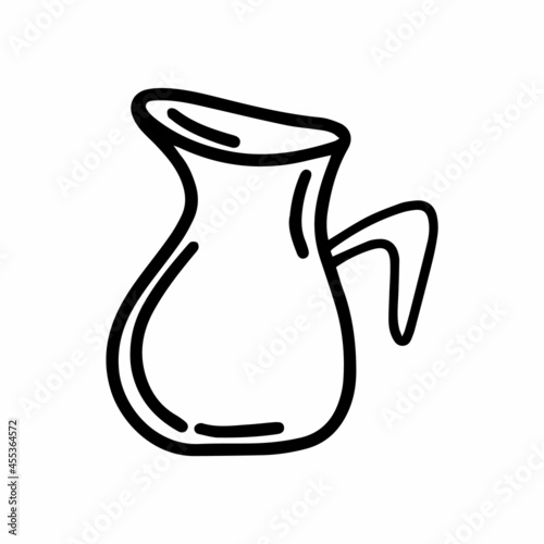 Vector Single teapot, coffee pot, stew pan or jug for kitchen. Funny, cute Illustration for seasonal design, textile, decoration kids playroom or greeting card. Hand drawn prints and doodle Stay home.