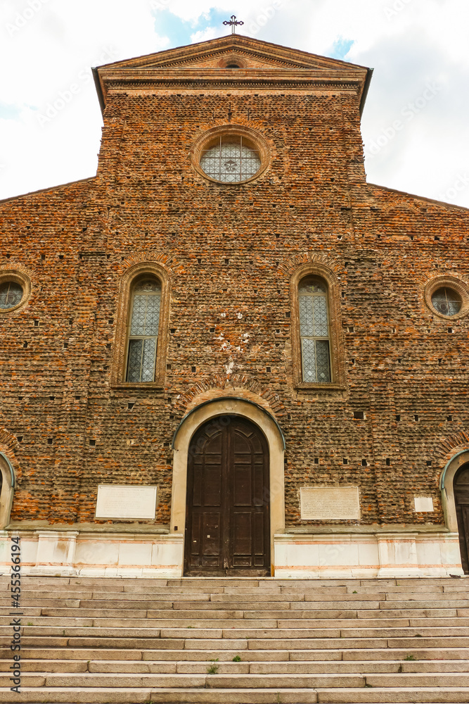 Faenza, Italy. Beautiful architecture of Faenza cathedral (Cattedrale di San Pietro Apostolo).