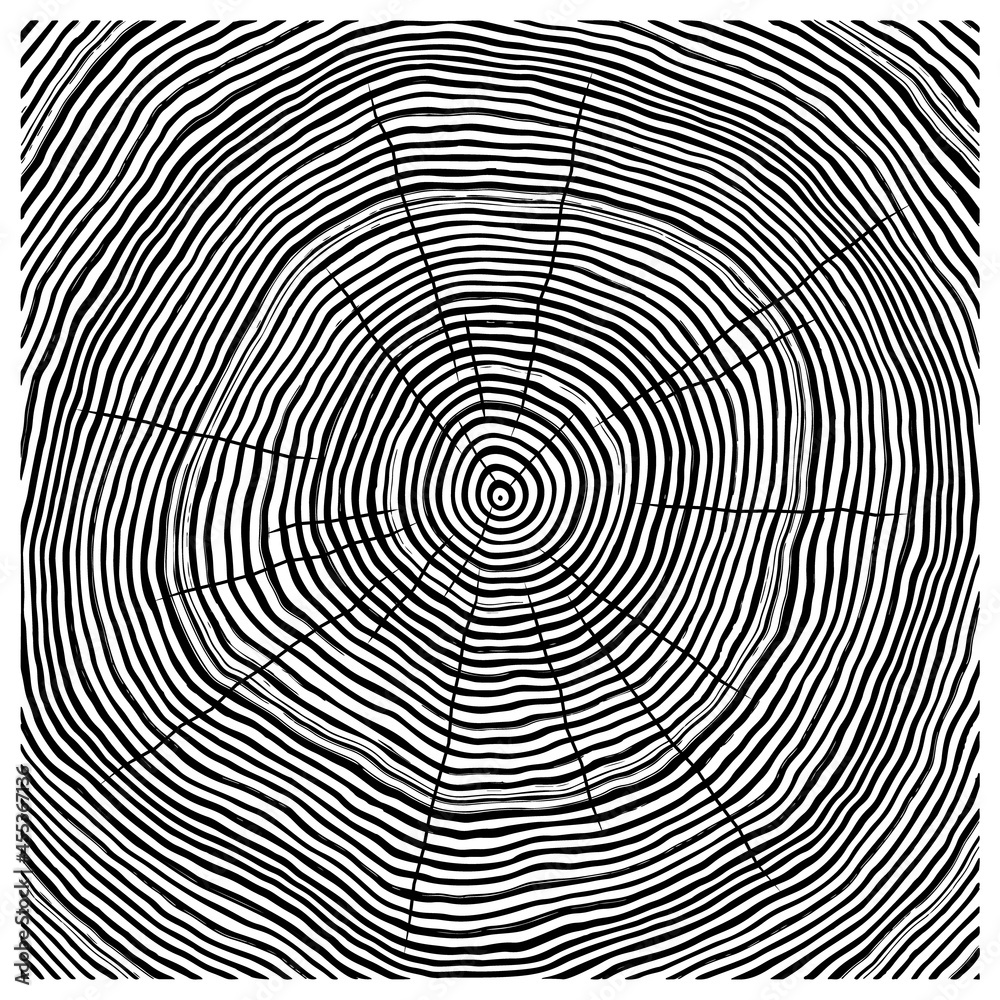 Vector One-Colour Tree Rings Background Vector One-Colour Tree Rings Background