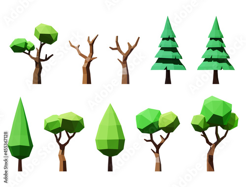 Set of Lowpoly Vector Trees: Furs, Deciduous and Dead