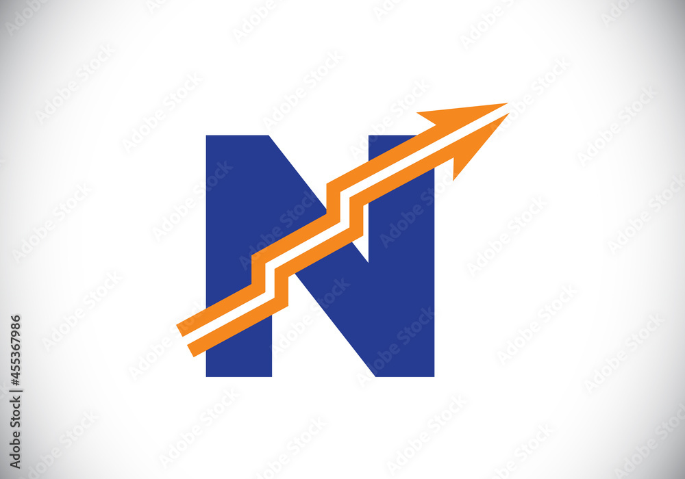 Initial N monogram alphabet symbol design incorporated with the arrow. Financial or success logo concept. Font emblem. Logo for business and company identity Initial N monogram alphabet symbol design incorporated with the arrow. Financial or success logo concept. Font emblem. Logo for business and company identity