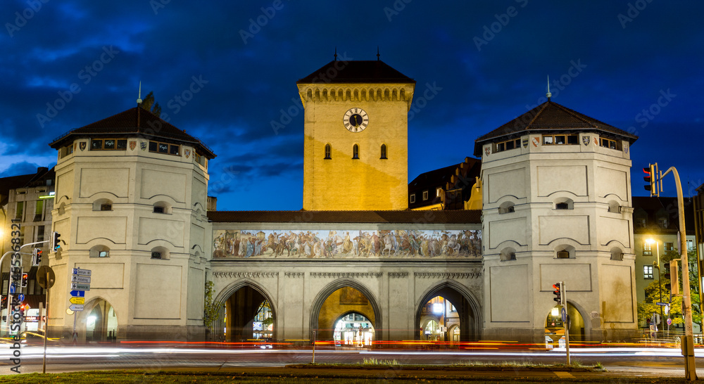Isartor, Isar-Gate in Munich, Germany by night