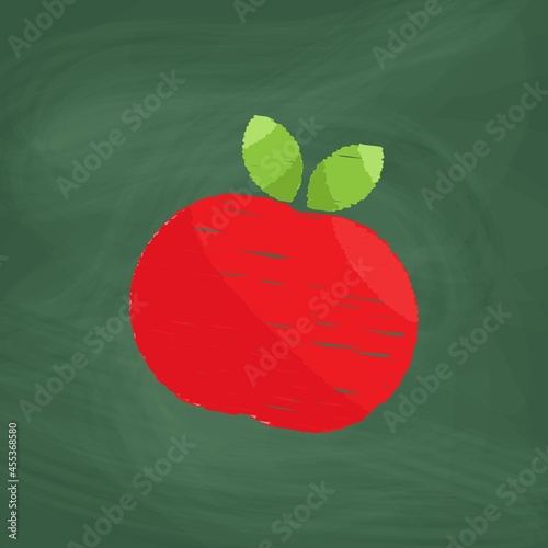 Apple Icon design, colorful chalk. Draw a picture on the blackboard.