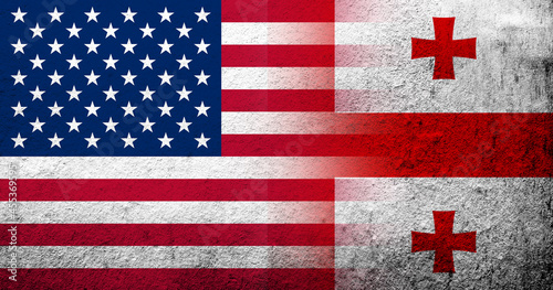Foto United States of America (USA) national flag with national flag of Georgia