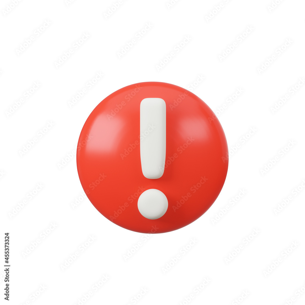 Attention sign 3d render. Interface button isolated on white. Attention sign 3d render. Interface button isolated on white.