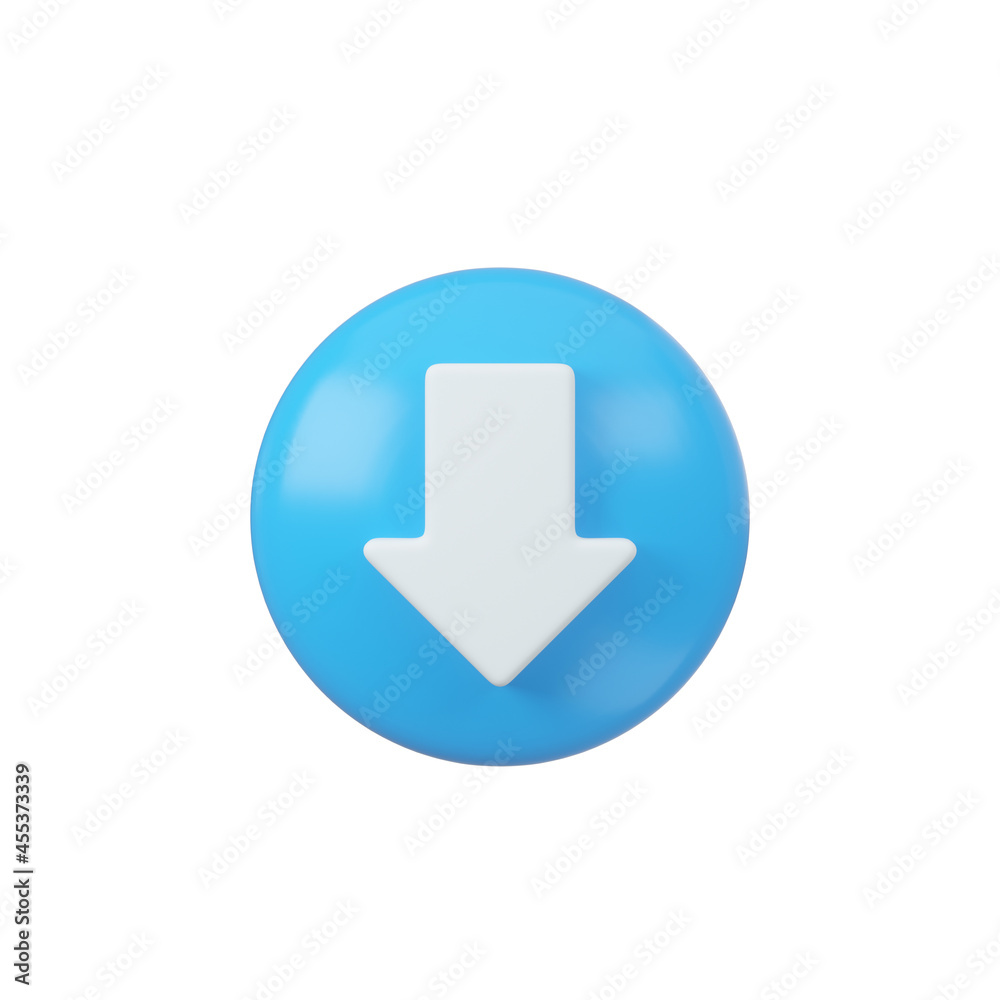 Download sign 3d render. Interface button isolated on white. Download sign 3d render. Interface button isolated on white.