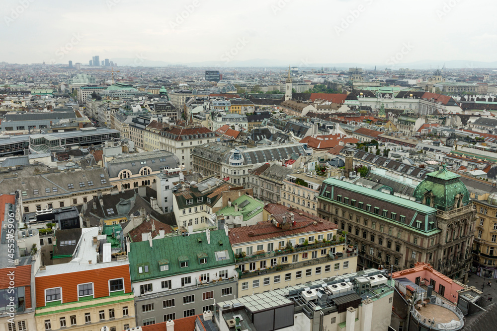 Skyline of the city Vienna from the tower of the St. Stephen's Cathedral