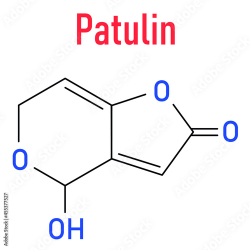 Patulin mycotoxin molecule. Skeletal formula. photo