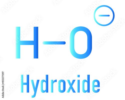 Hydroxide anion, chemical structure. Skeletal formula.