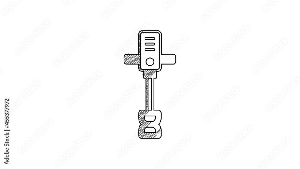 Black line Electrical hand concrete mixer icon isolated on white background. Handheld electric cement mixer. 4K Video motion graphic animation Black line Electrical hand concrete mixer icon isolated on white background. Handheld electric cement mixer. 4K Video motion graphic animation