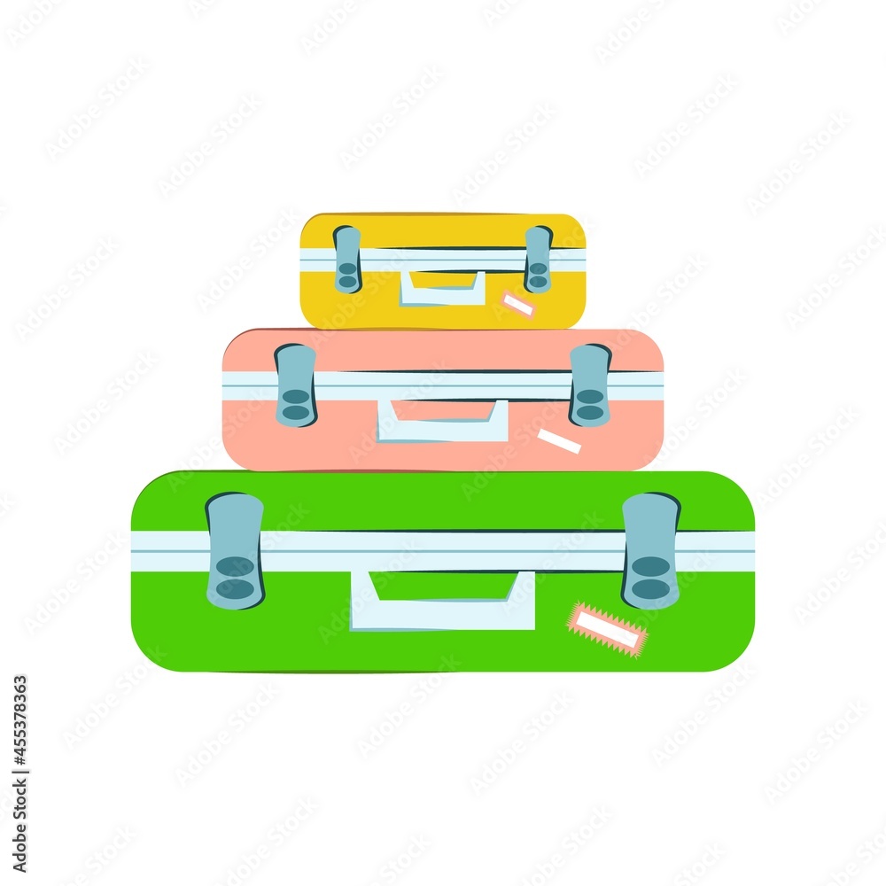 suitcases for travel. three in a pile. Rest, travel. Luggage bags suitcases for travel. three in a pile. Rest, travel. Luggage bags