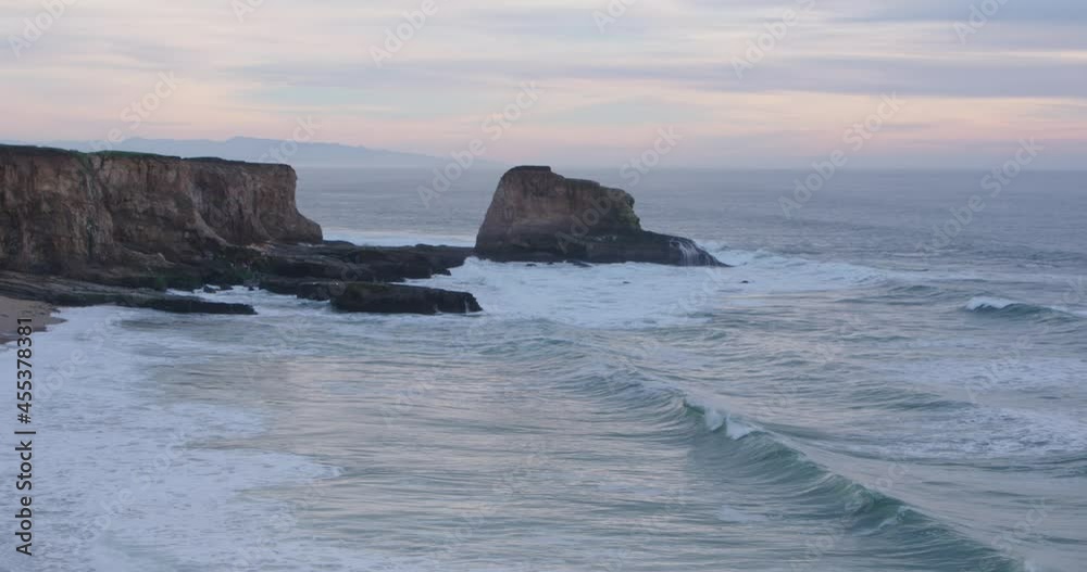 Waves Crashing against Cliff and Rocks, Panther Beach. California, USA Waves Crashing against Cliff and Rocks, Panther Beach. California, USA